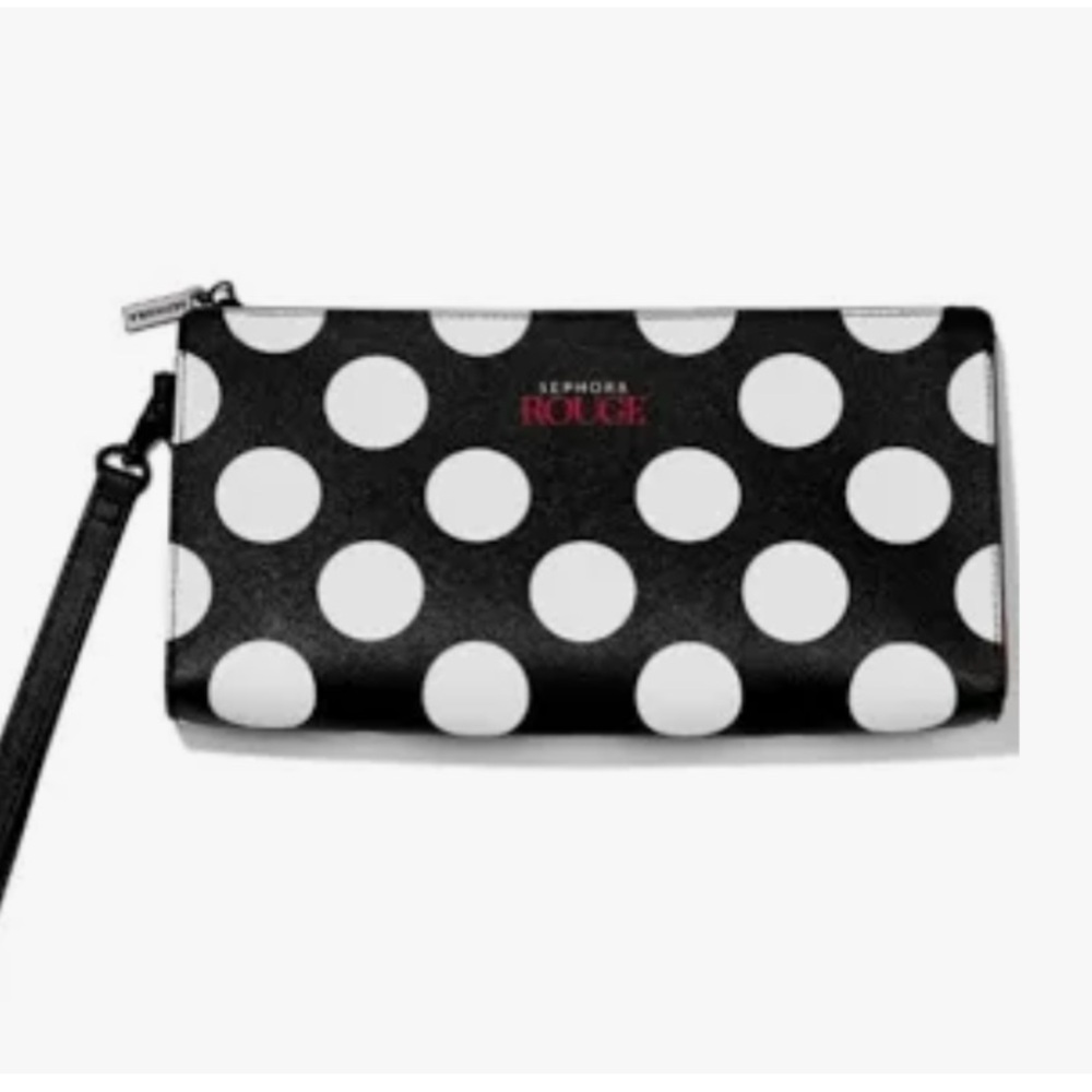 Sephora Limited Edition 2018 Rouge Memeber Make Up Bag Black & White Polka Dots